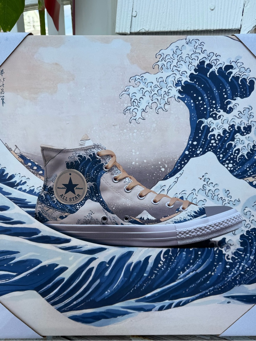 Converse High Top Sneaker - Blue & Beige Wave Graphic NWT Wall Art